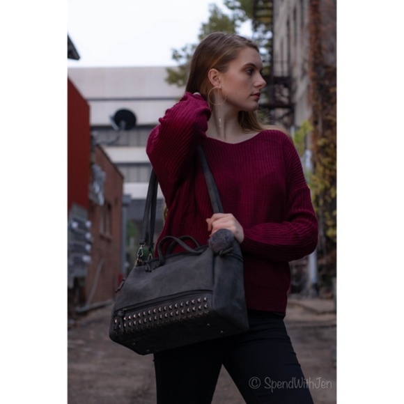 'Charlie' Vegan Leather Studded Crossbody - Picture 5 of 8